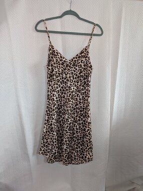 Audrey 3+1 Leopard Print Slip Dress Medium Animal Print Date Night Party NWT